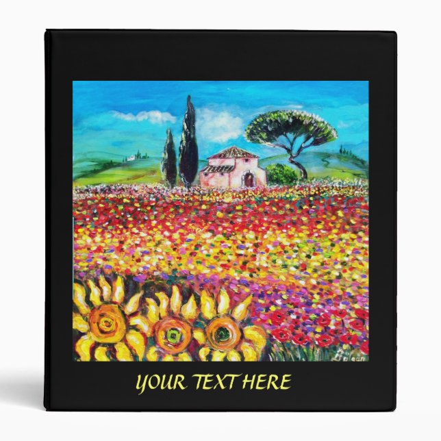 FLORA IN TUSCANY/ Fields ,Poppies and Sunflowers Binder (Front)