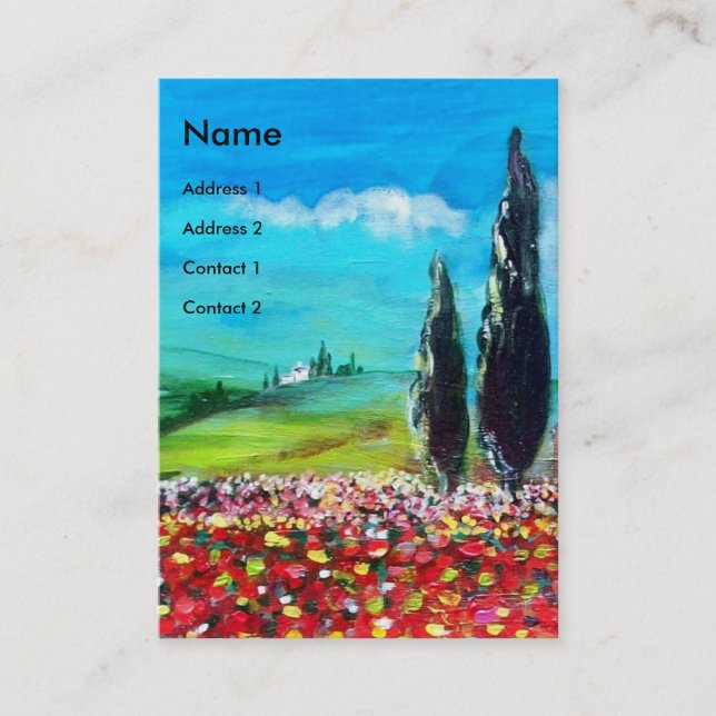 FLORA IN TUSCANY/ Fields ,Poppies and Sunflowers Business Card (Front)