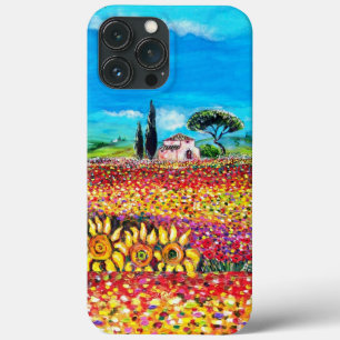 FLORA IN TUSCANY/ Fields ,Poppies and Sunflowers iPhone 13 Pro Max Case