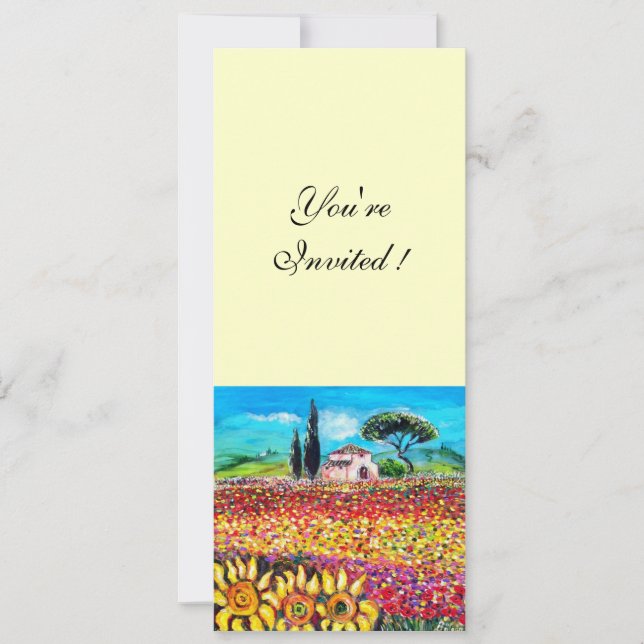 FLORA IN TUSCANY/ Fields ,Poppies and Sunflowers Invitation (Front)
