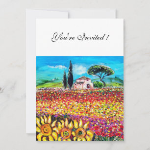 FLORA IN TUSCANY/ Fields ,Poppies and Sunflowers Invitation