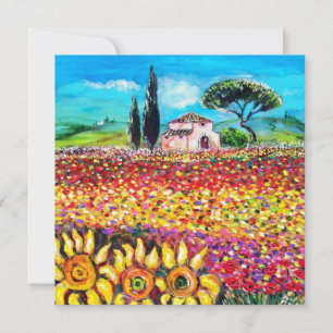 FLORA IN TUSCANY/ Fields ,Poppies and Sunflowers Invitation