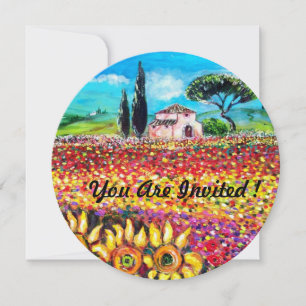 FLORA IN TUSCANY/ Fields ,Poppies and Sunflowers Invitation