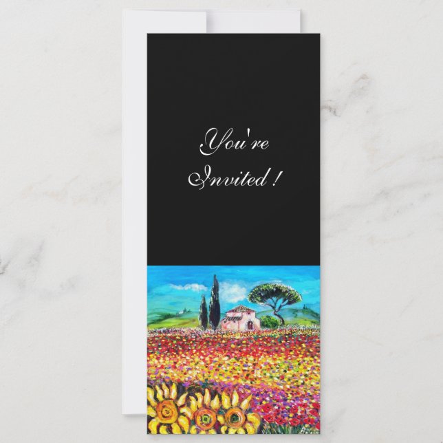 FLORA IN TUSCANY/ Fields ,Poppies and Sunflowers Invitation (Front)