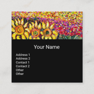 FLORA IN TUSCANY/ Fields ,Poppies and Sunflowers Square Business Card
