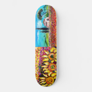 FLORA IN TUSCANY, red green yellow pink Skateboard