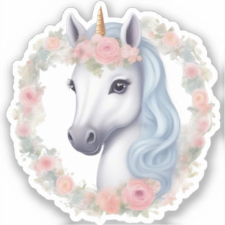 Flora la licorne : Sticker en vinyle