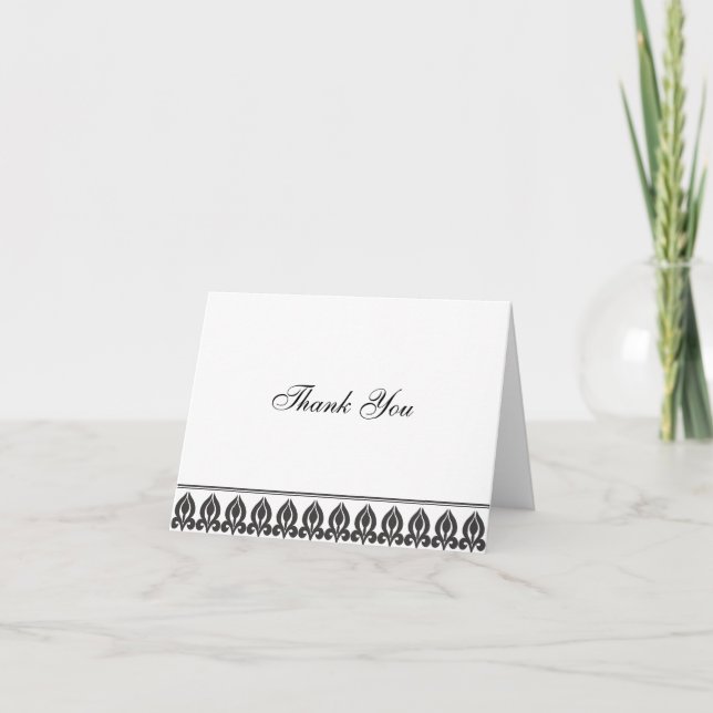 Flora Notecard-Black/White Thank You Card (Front)
