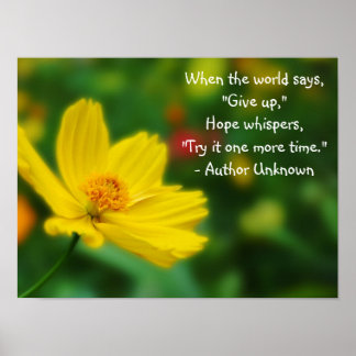 Flora Photo of Yellow Flower with Quote Poster