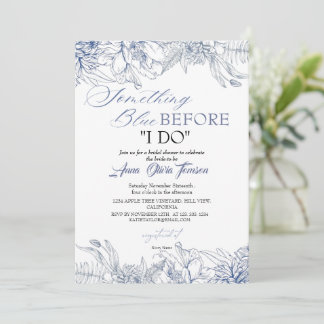 Flora Something Blue Before I DO Bridal Shower Invitation