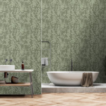 Flora textured wallpaper in olive green 