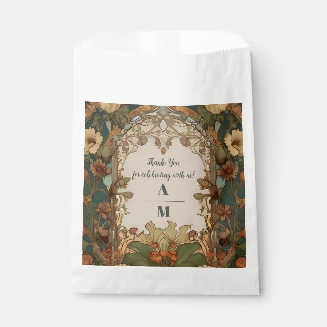 Flora Vintage Art Nouveau Wedding Favour Bag (Front)