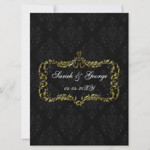 floraison or noir damas Noël Invitations