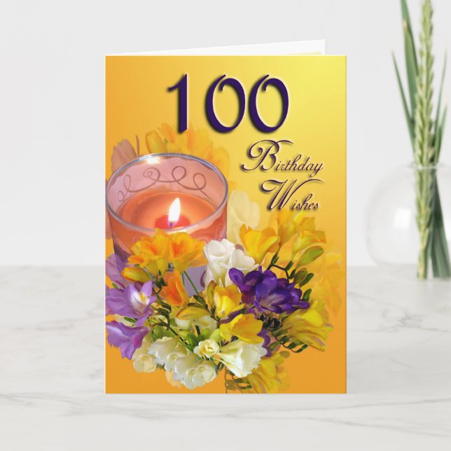 Floral 100e Anniversaire Souhaits Carte Anniversai (Devant)