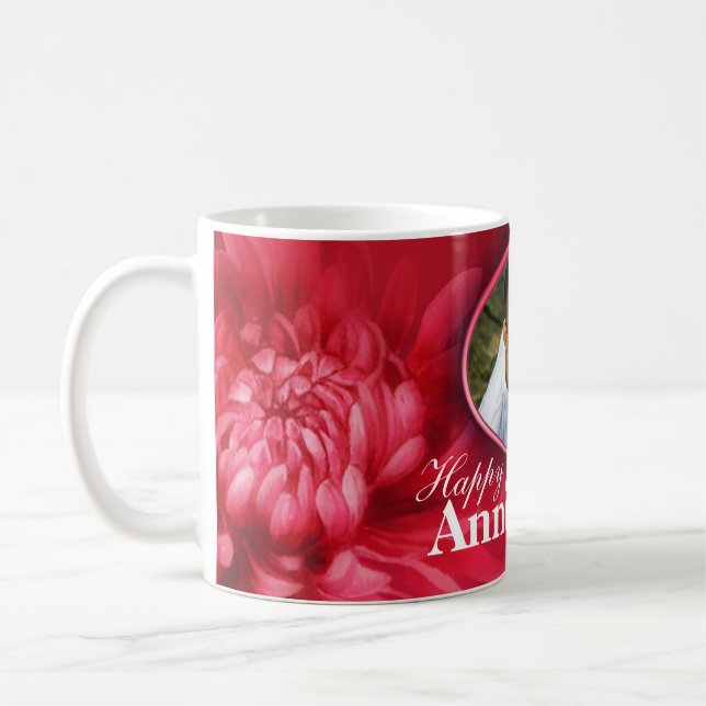 Floral 15 years anniversary your photo mug (Left)
