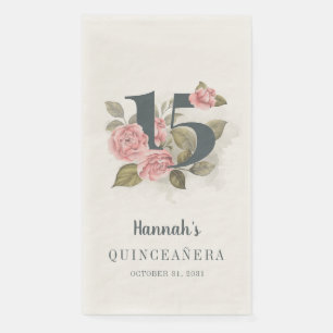 Floral 15th Birthday Quinceanera Napkin