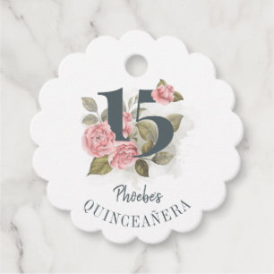 Floral 15th Birthday Quinceanera Rustic Favour Tags