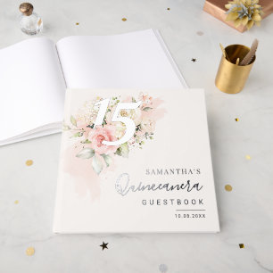 Floral 15th Quinceanera Birthday Party Guest Book