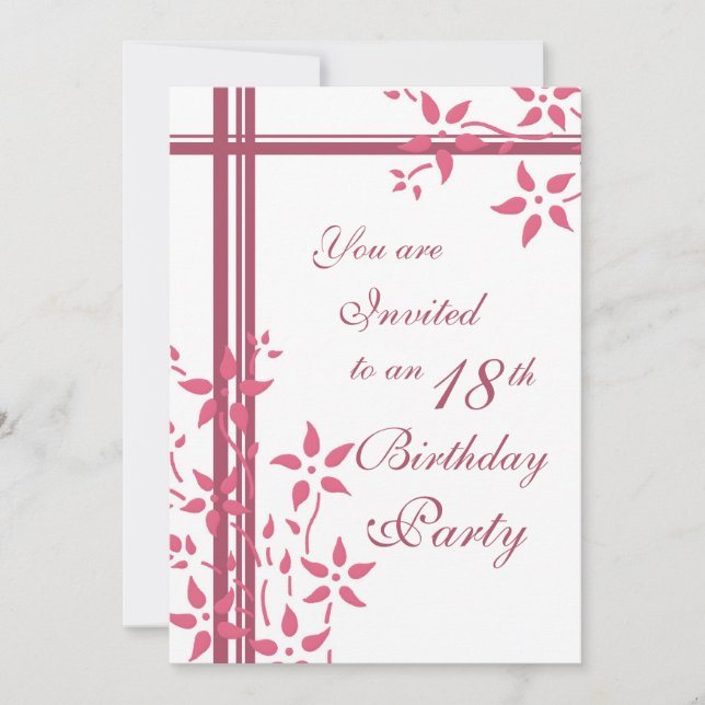 Floral 18th Birthday Party Invitations (Front)