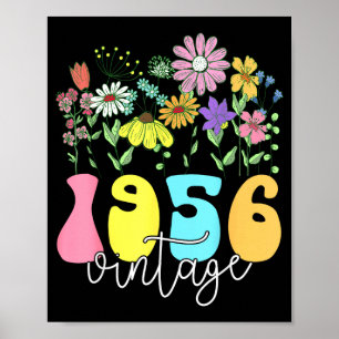 Floral 1956 vintage 70 years old bday 70th poster
