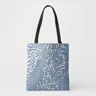 Floral 19th Century Pattern Blue on White Backgrou Tote Bag