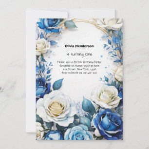 Floral 1st Birthday Invitation
