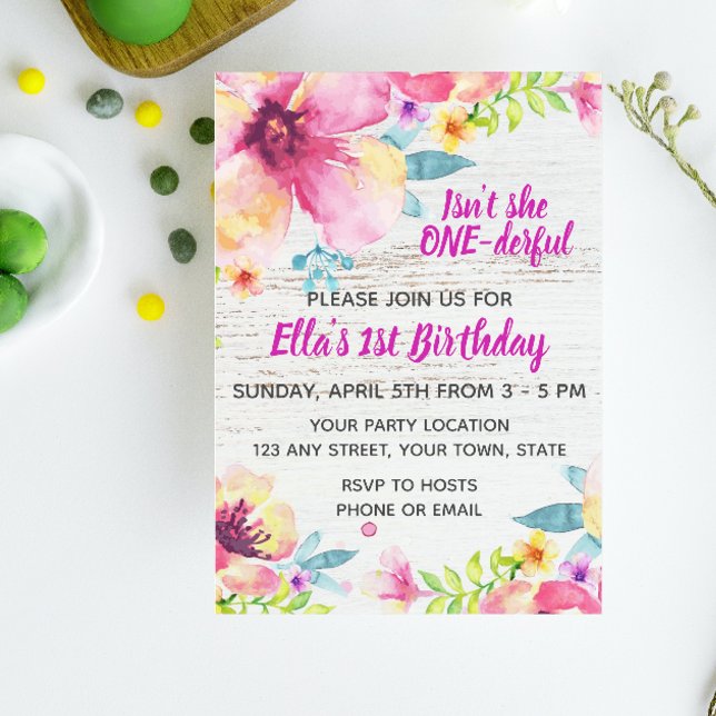 Floral 1st Birthday Invitation (Creator Uploaded)