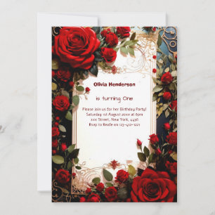 Floral 1st Birthday Invitation