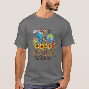 Floral 1St First Grade Teacher Back To School Teac T-Shirt