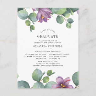 Floral 2025 ucalyptus Graduation Party Invitation Postcard