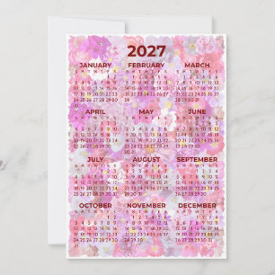 Floral 2027 Calendar with Pastel Pink Flowers Invitation
