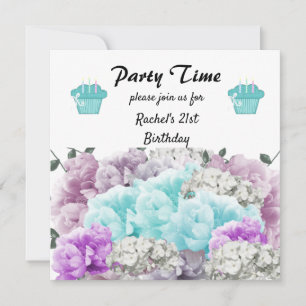 Floral 21e anniversaire fêté Invitation