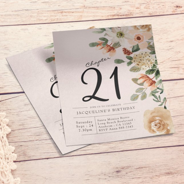 Floral 21st Birthday Budget Invitation Flyer (Creator Uploaded)
