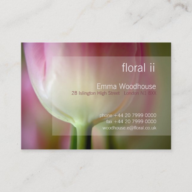 Floral 2 - Pink Tulip Business Card (Front)