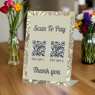 Floral 2 QR Code Scan To Pay Professional Pedestal Sign