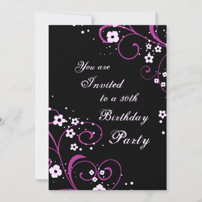 Floral 30th Birthday Party Invitations (Front)