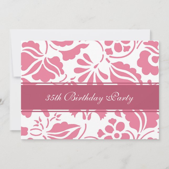 Floral 35th Birthday Party Invitations (Front)