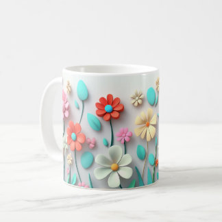 Floral 3D with Colorful Botanical Flowers, Gift Co Coffee Mug