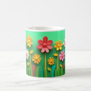 Floral 3D with Colorful Botanical Flowers, Gift Coffee Mug