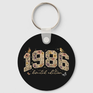 Floral 40th Birthday Limited Edition 1986 Keychain