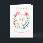 Floral 40th Birthday Watercolor Red Blue flowers Card<br><div class="desc">40th birthday card. Soft watercolor wreath with pink,  red,  blue and green flowers. The bees complete the summer like feel to the card. Easily edit the main details on the card using the template provided.</div>