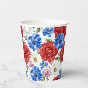 Floral 4th July Paper Cups