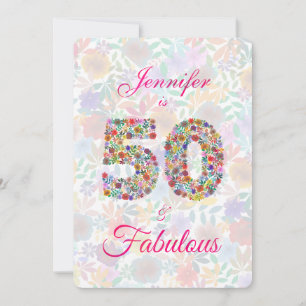 Floral 50 and Fabulous 50th Birthday Celebration Invitation