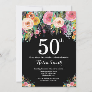 Floral 50th Birthday Invitation