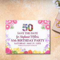  Floral 50th birthday save the date 50 elegant 