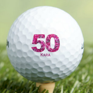 Floral 50th Gift for Best Friend – Custom Name Golf Balls