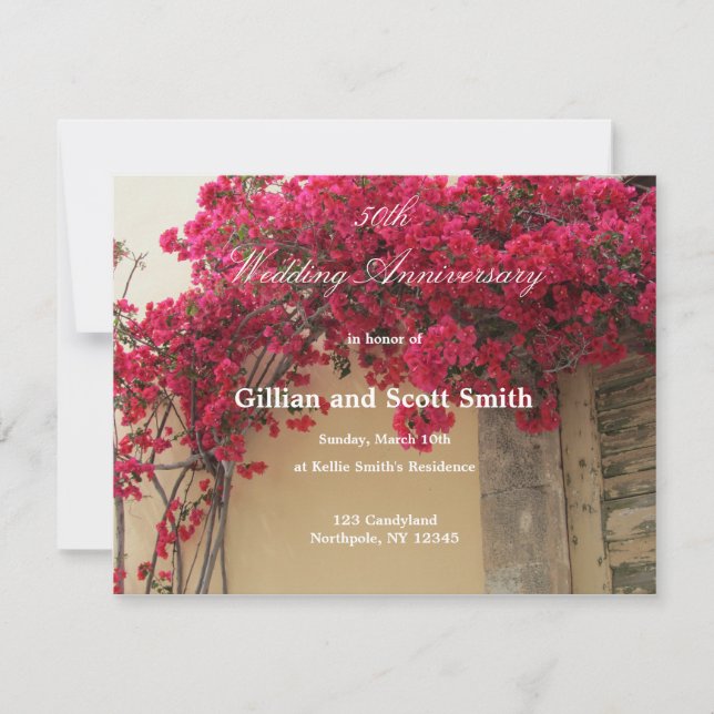 Floral 50th Wedding Anniversary Invitation (Front)