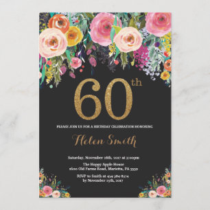 Floral 60e anniversaire Invitation Parties scintil