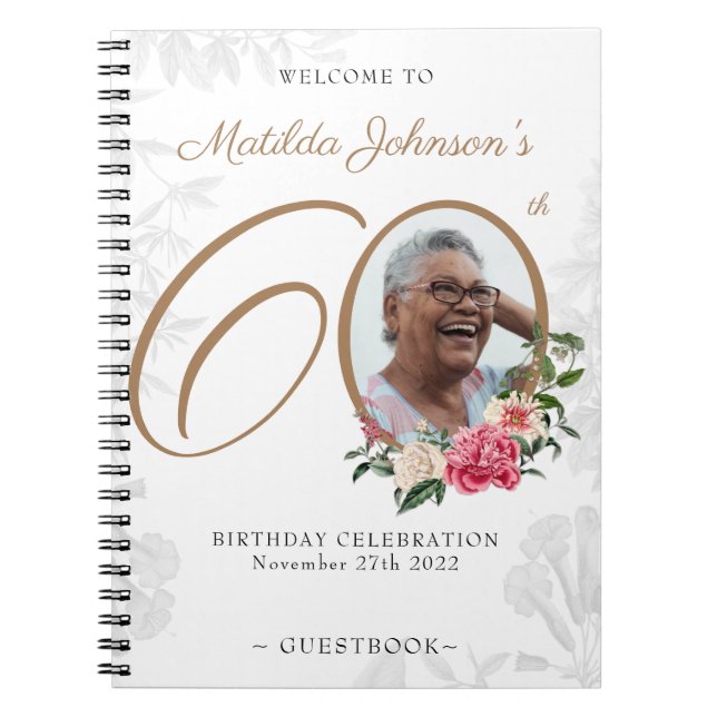 Floral 60e anniversaire White Gold Photo Livre d'o (Devant)