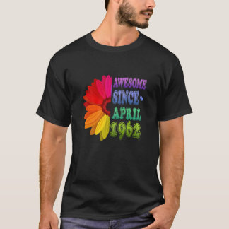 Floral 60Th Birthday Awesome Since April 1962 60 Y T-Shirt